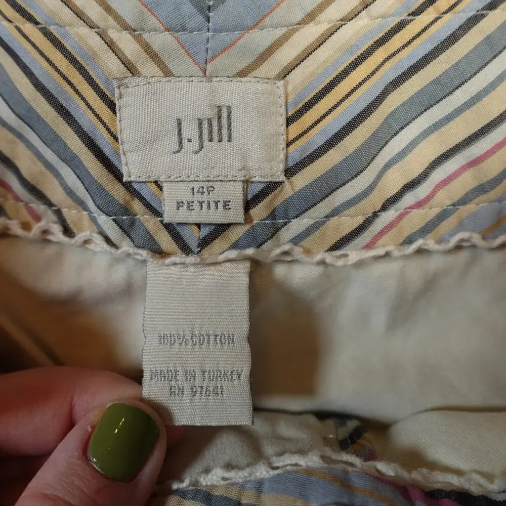 J.‎ Jill Pants Womens 14 Petite Chino Light Yellow Wide Leg Cotton High Rise